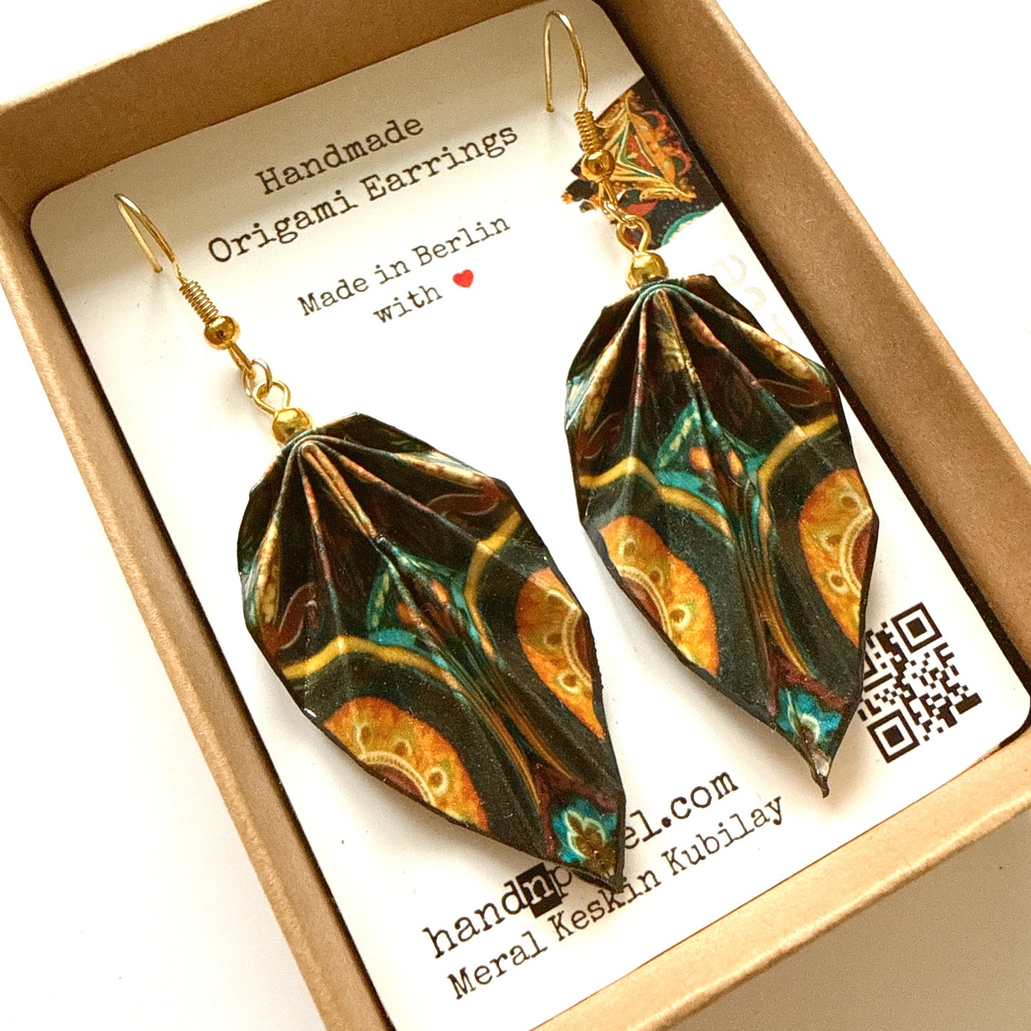 Origami Leaf Earrings: Handmade Paper Jewelry