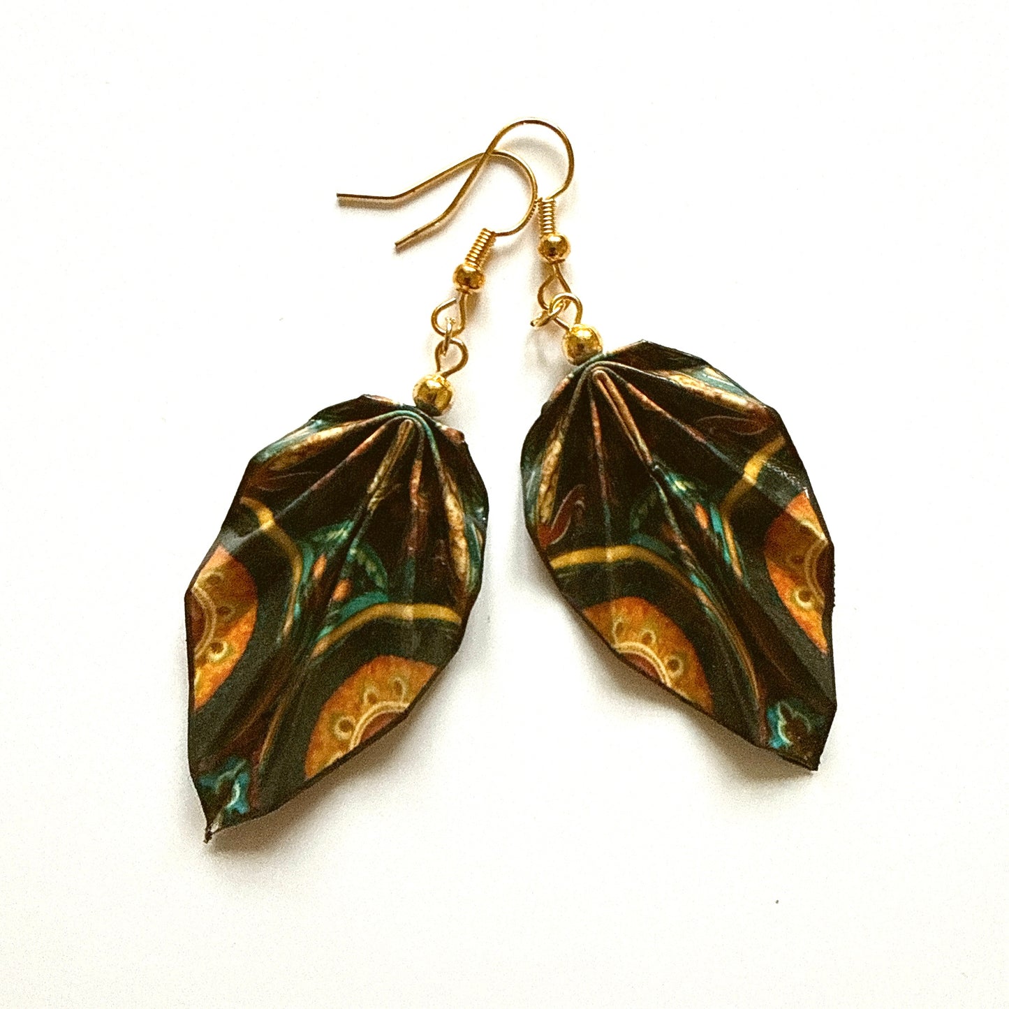 Origami Leaf Earrings: Handmade Paper Jewelry