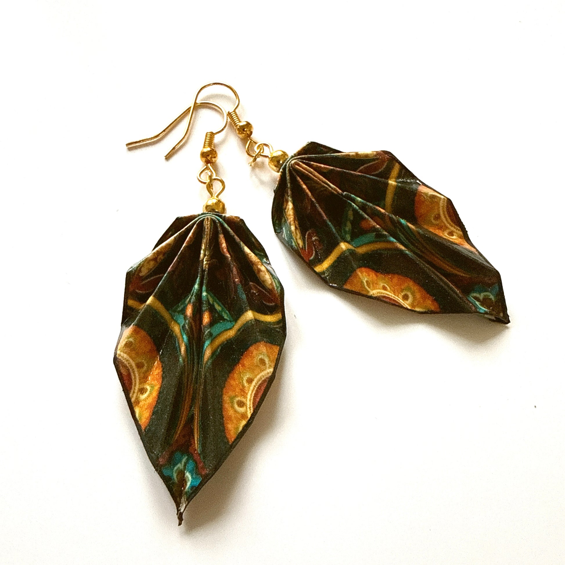 Origami Leaf Earrings: Paper Jewelry