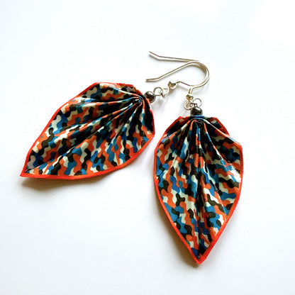 Origami Leaf Earrings : Handmade Paper Jewelry, Lightweight Paper Gift Bahn