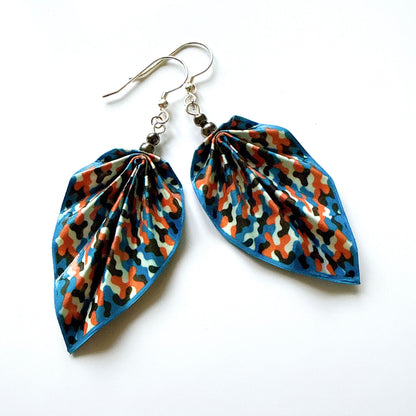 Origami Leaf Earrings : Handmade Paper Jewelry, Lightweight Paper Gift Bahn