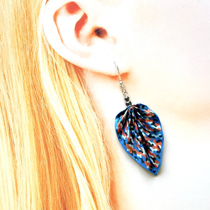 Origami Leaf Earrings : Handmade Paper Jewelry, Lightweight Paper Gift Bahn