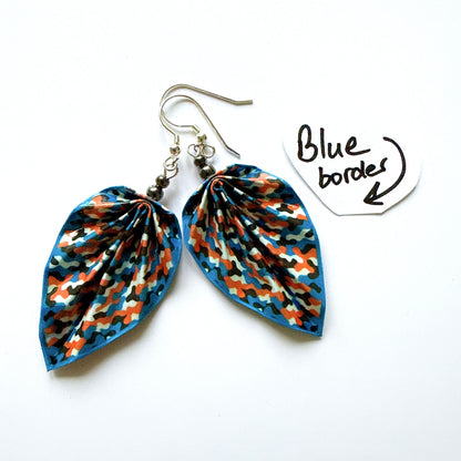 Origami Leaf Earrings : Handmade Paper Jewelry, Lightweight Paper Gift Bahn