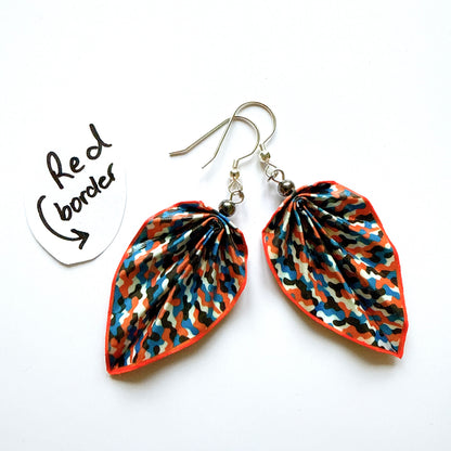 Origami Leaf Earrings : Handmade Paper Jewelry, Lightweight Paper Gift Bahn