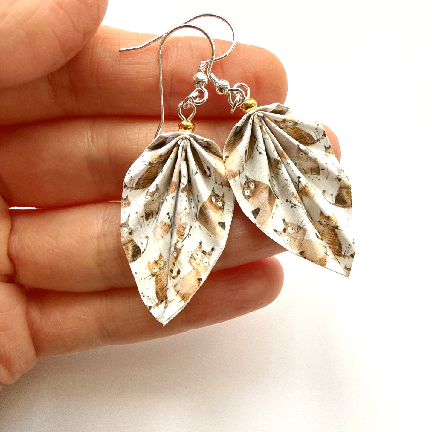 Cat Origami Earrings Handmade Meow – Unique Paper Art