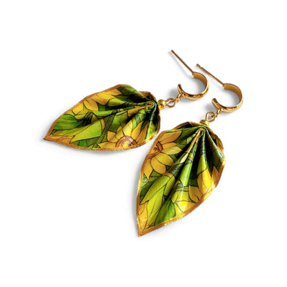 Boucles d'oreilles origami orange – Bijoux légers en papier fait main