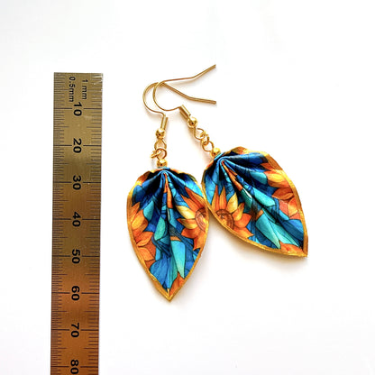 Origami Earrings Blue Forest – Lightweight Handmade Paper Jewelry