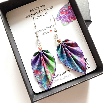 Origami-Ohrringe in Form von Herbstlaub: Handgefertigter Papierschmuck