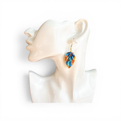 Origami Earrings Blue Forest – Lightweight Handmade Paper Jewelry