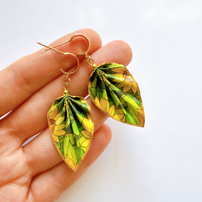 Boucles d'oreilles origami orange – Bijoux légers en papier fait main