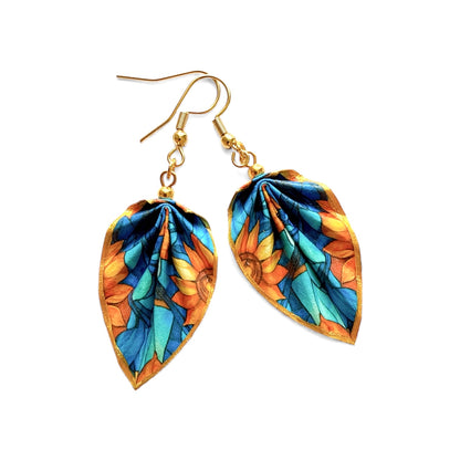 Origami Earrings Blue Forest – Lightweight Handmade Paper Jewelry