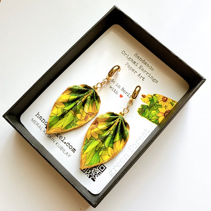 Boucles d'oreilles origami orange – Bijoux légers en papier fait main