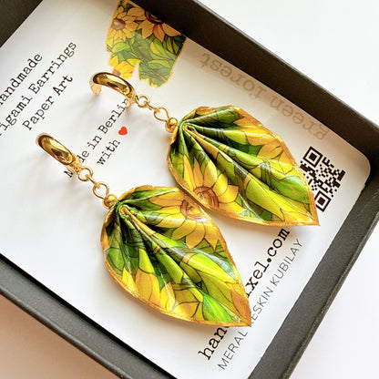 Boucles d'oreilles origami orange – Bijoux légers en papier fait main