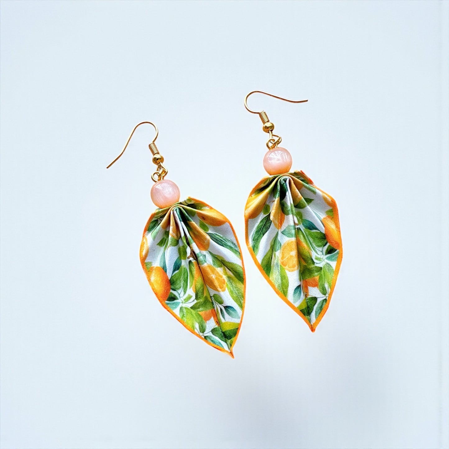 Origami Leaf Earrings Orange – Lightweight Handmade Paper Jewelry