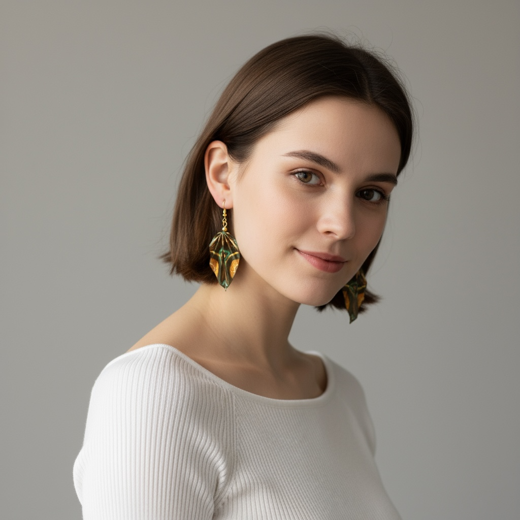 Origami Leaf Earrings: Handmade Paper Jewelry