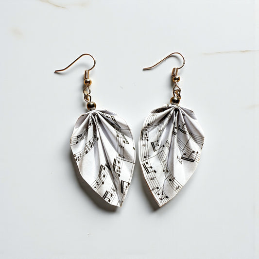 Origami Music Note Leaf Earrings – Lightweight Paper Jewelry