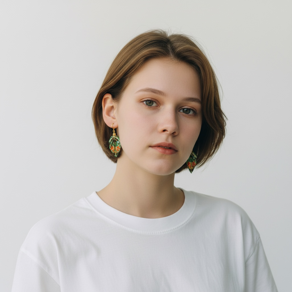 Origami Leaf Earrings Gift: Handmade Paper Jewelry -  Antoni Gaudí’s Trencadis Mosaic