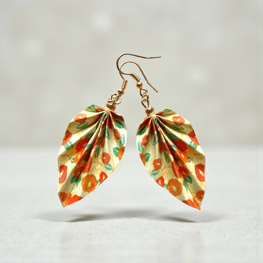Origami Leaf Earrings Flower – Lightweight Handmade Paper Jewelry
