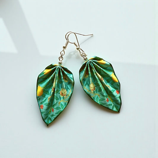 W.Morris Four Fruits (1862) Origami Leaf Earrings