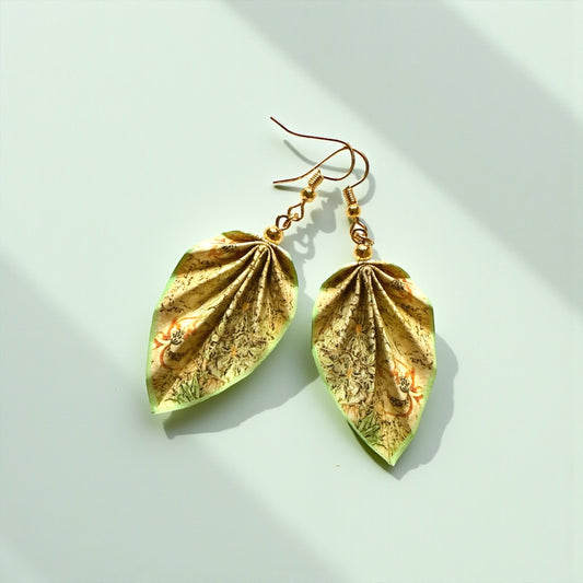 W.Morris Honeysuckle (1876) Origami Leaf Earrings