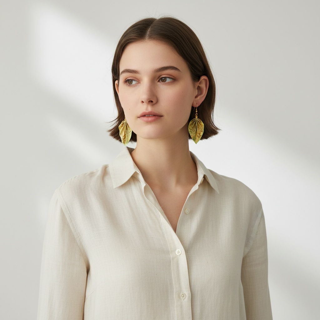 Boucles d'oreilles Feuille d'Origami : Bijoux en papier faits main