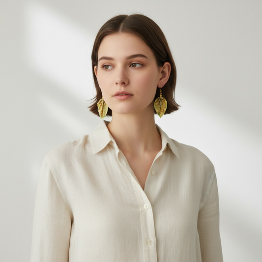 W.Morris Honeysuckle (1876) Origami Leaf Earrings