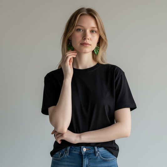 Origami Leaf Earrings – Handmade Paper Jewelry with Protective Glossy Finish, Lightweight & Artistic Design Suitable for Everyday and Special Occasions