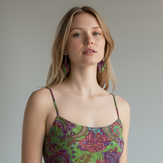 Origami Leaf Earrings – Minimalist Handmade Paper Jewelry with Glossy Protective Finish