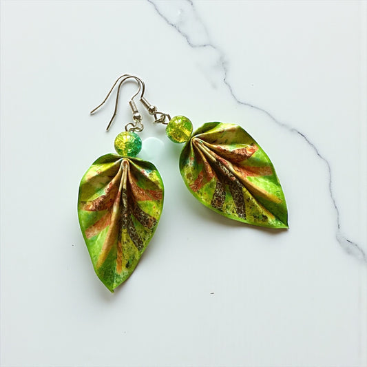 Origami Leaf Earrings: Handmade Paper Jewelry Gaudi's Sun