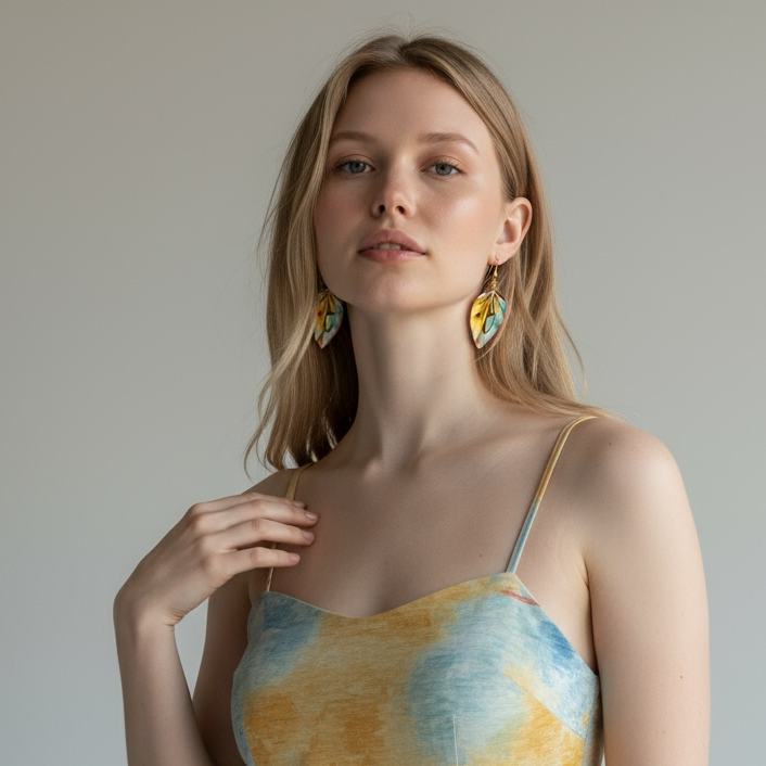 Kandinsky Origami Leaf Earrings: Handmade Paper Jewelry