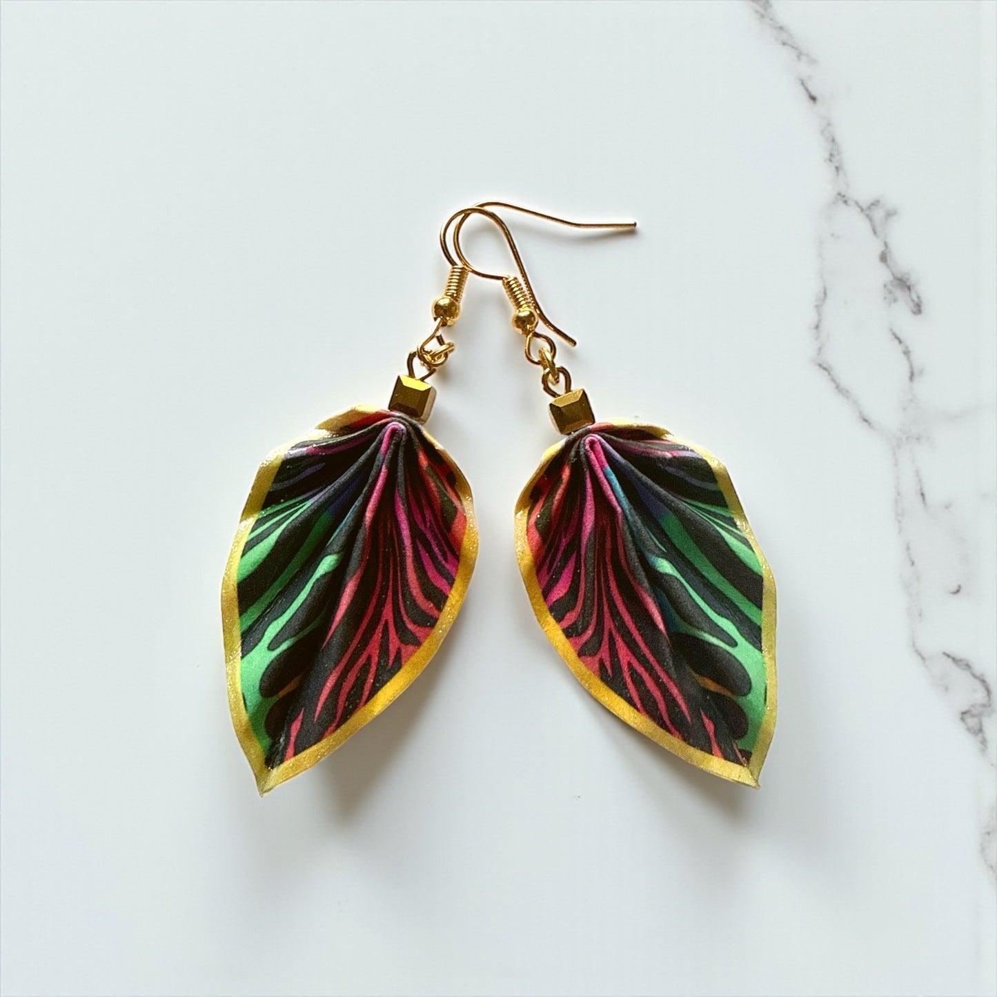 Origami Leaf Earrings – Elegant Handmade Paper Jewelry