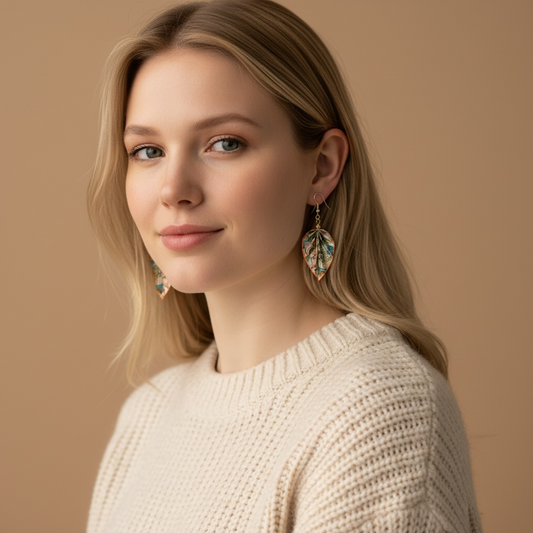 Boucles d'oreilles Feuille d'Origami : Bijoux en papier faits main