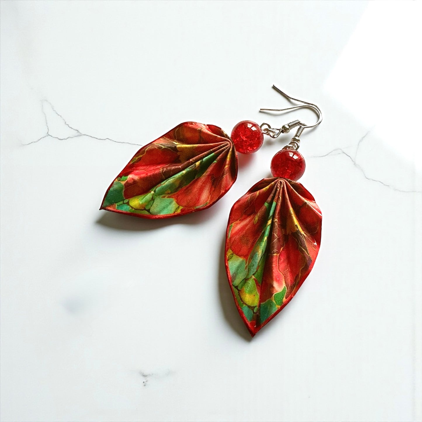 Boucles d'oreilles Feuille d'Origami : Bijoux en papier faits main