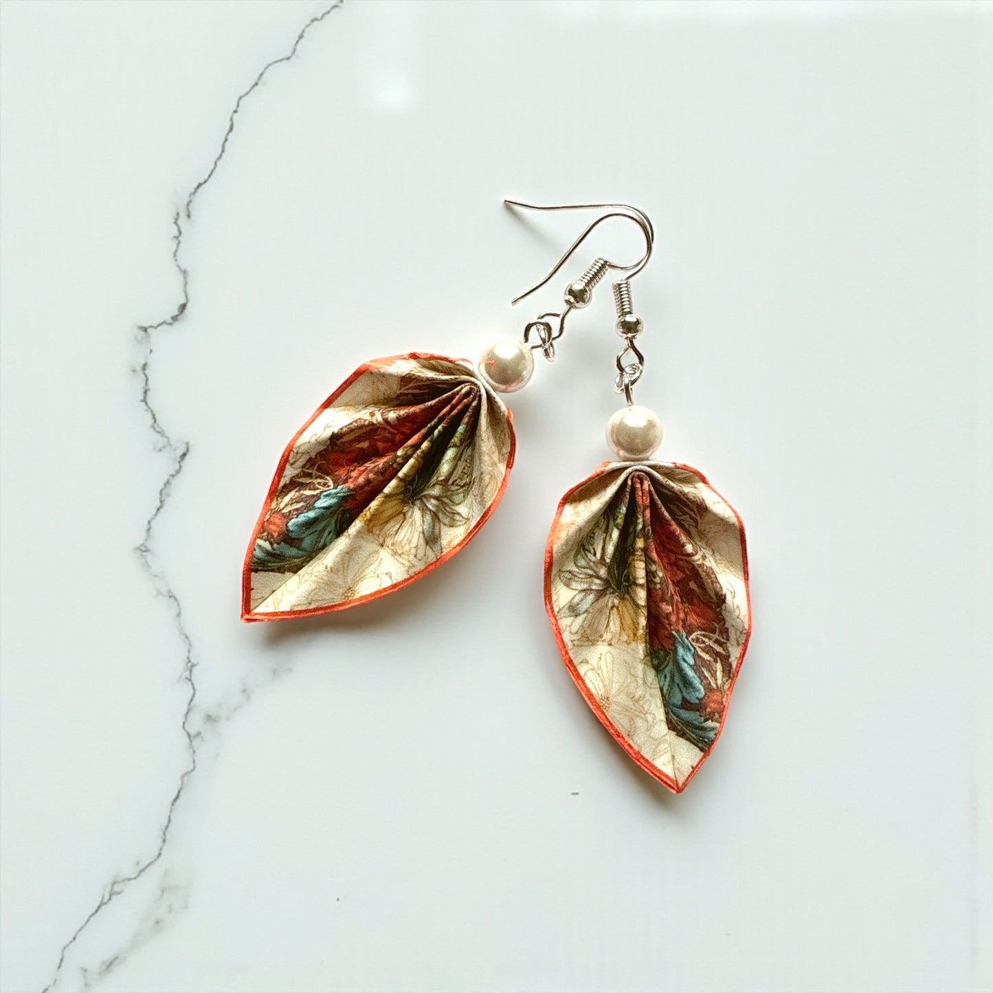 W. Morris Honeysuckle : Origami Leaf Earrings