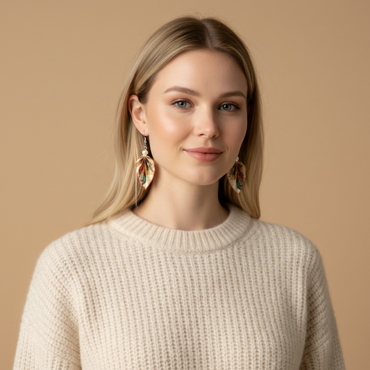 W. Morris Honeysuckle : Origami Leaf Earrings