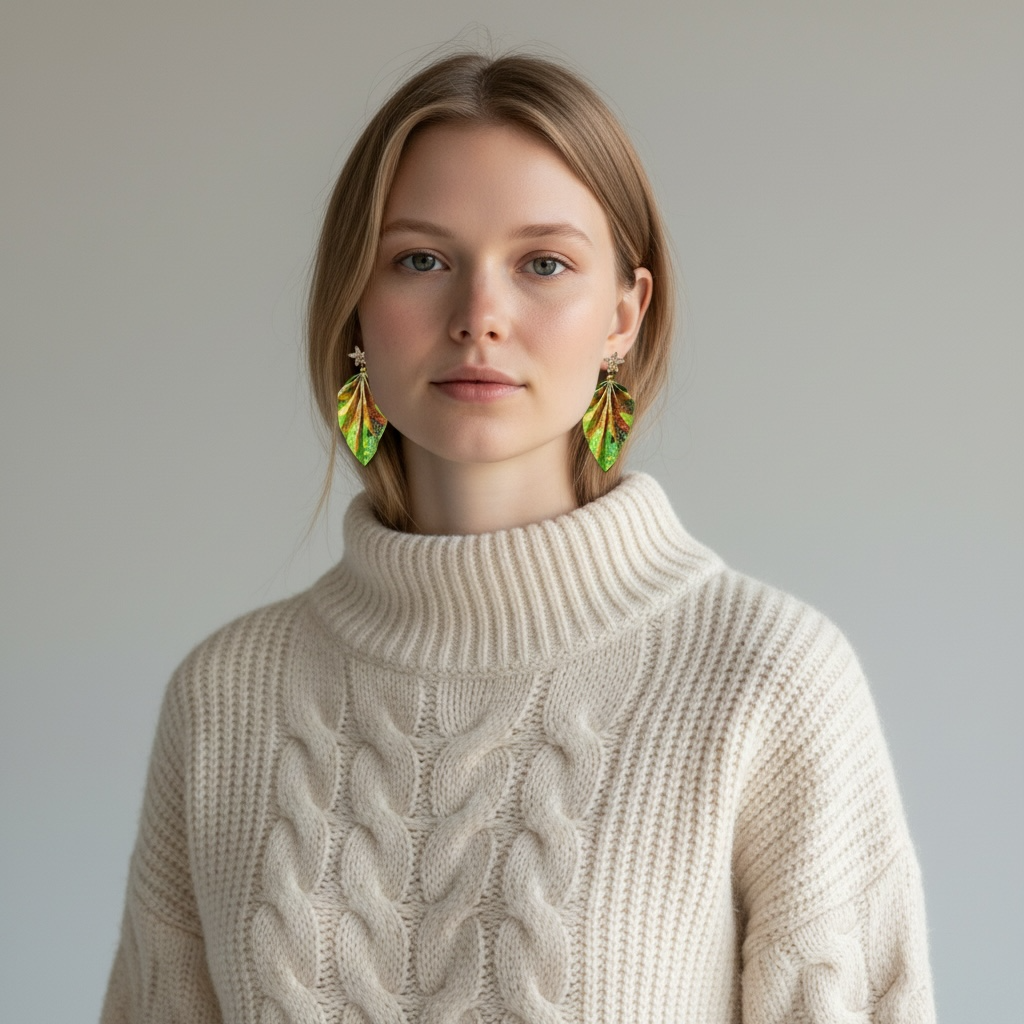 Gaudi's Sun, Park Güell : Origami Leaf Earrings