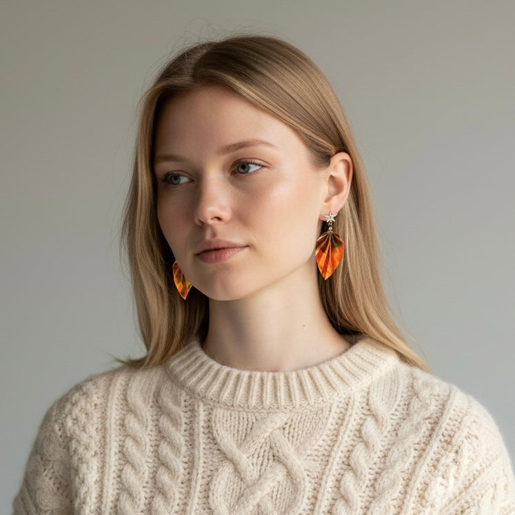 Origami Leaf Earrings Gift Autumn: Handmade Paper Jewelry