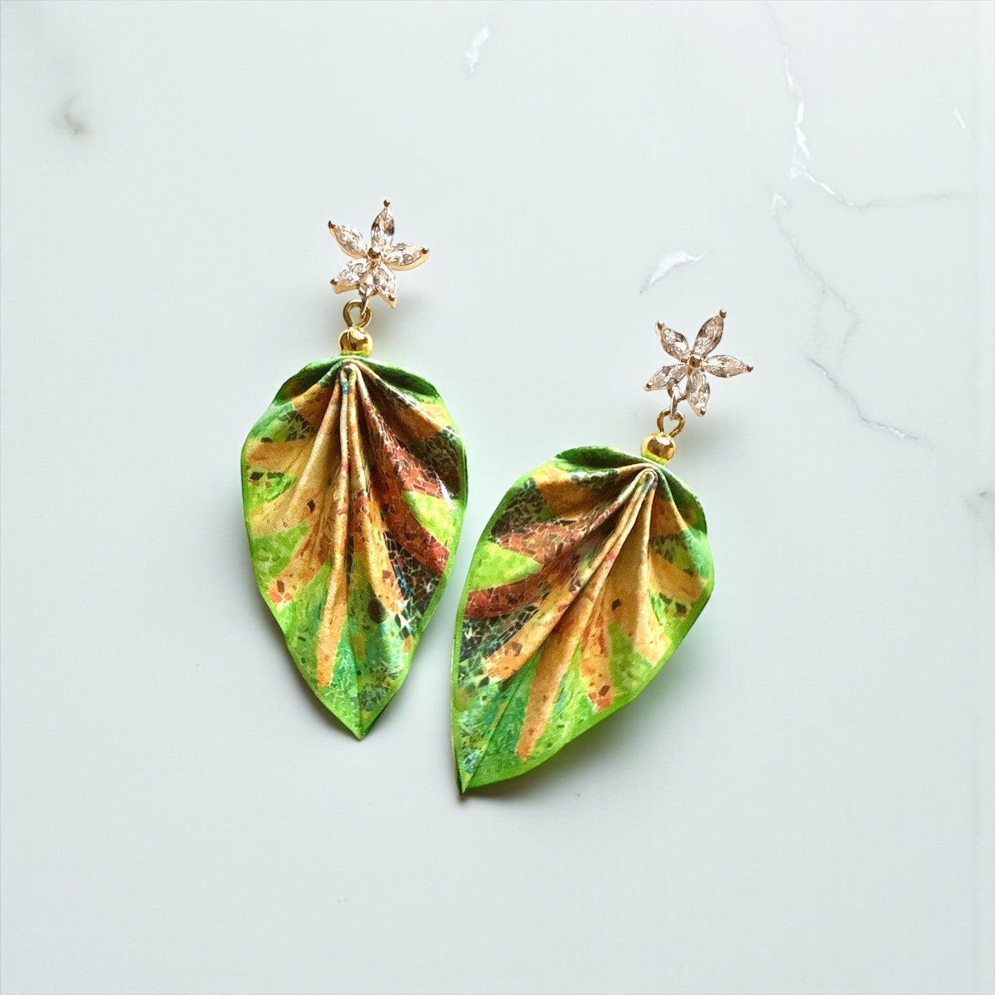 Gaudi's Sun, Park Güell : Origami Leaf Earrings