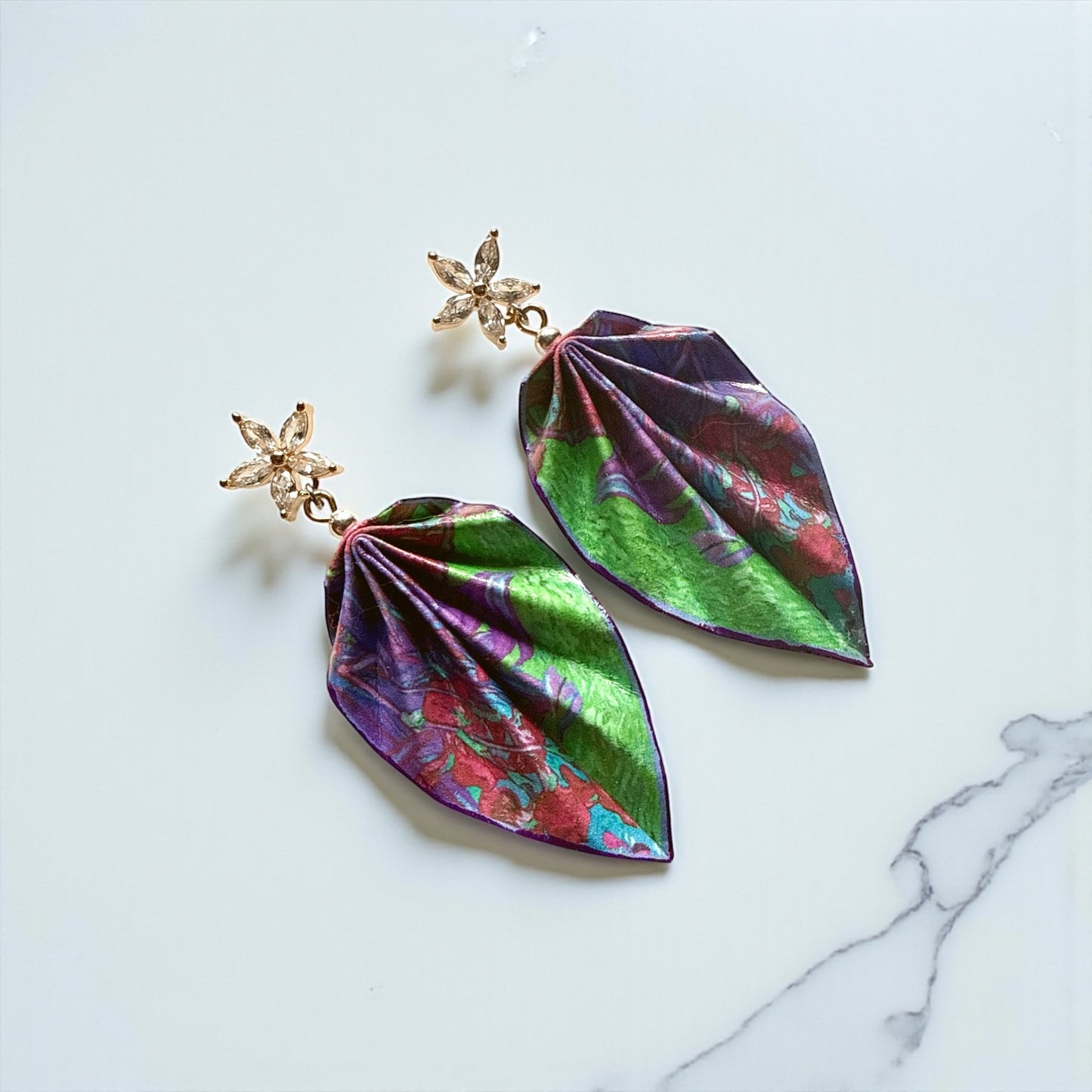 Origami Leaf Earrings – Handmade Paper Jewelry for Art Lovers