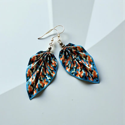 Origami Leaf Earrings : Handmade Paper Jewelry, Lightweight Paper Gift Bahn