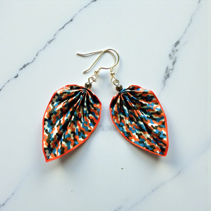 Origami Leaf Earrings : Handmade Paper Jewelry, Lightweight Paper Gift Bahn