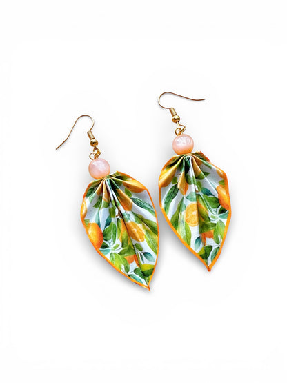 Origami Earrings Orange – Lightweight Handmade Paper Jewelry