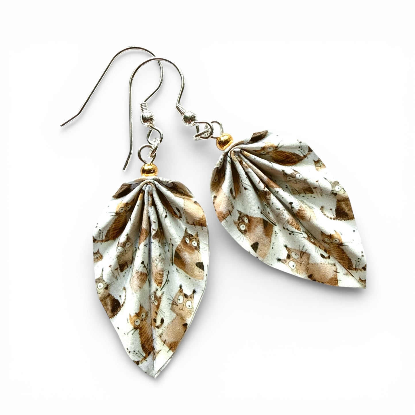 Cat Origami Earrings Handmade Meow – Unique Paper Art