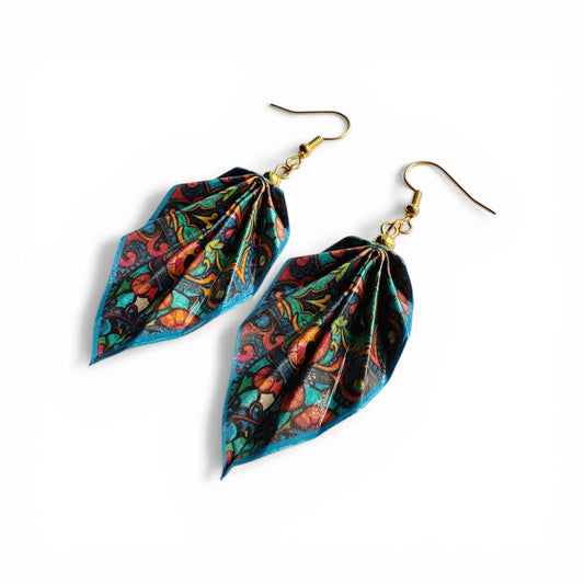Origami Earrings Dream: 316 Stainless Steel Hook, Handmade Paper Jewelry Dream