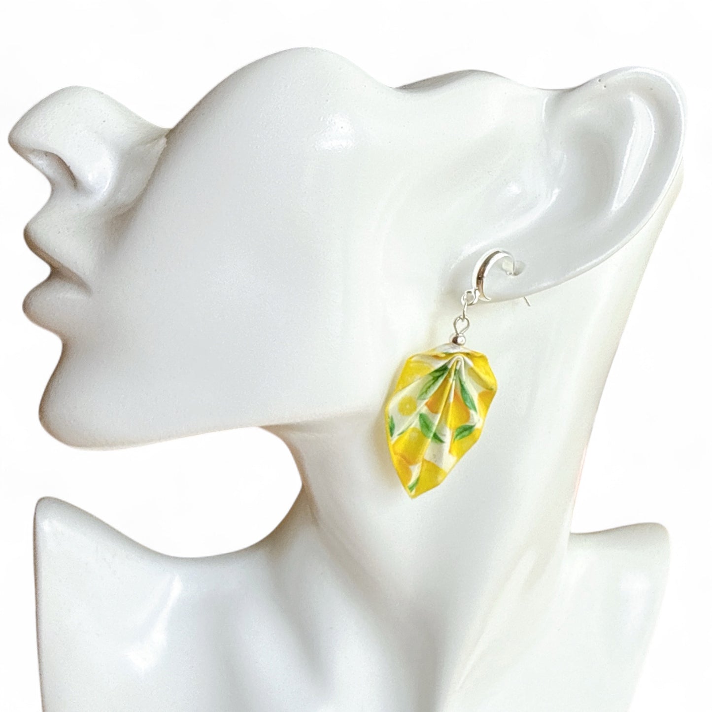 Origami Earrings Lemon – Lightweight Handmade Paper Jewelry