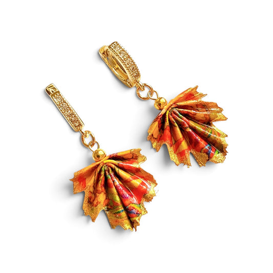 Maple Leaf Earrings, Origami Earrings, Autumn Jewelry - Hand & Pixel