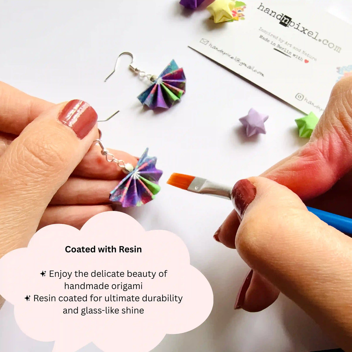 Origami-Ohrringe in Form von Herbstlaub: Handgefertigter Papierschmuck