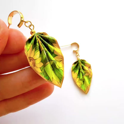 Boucles d'oreilles origami orange – Bijoux légers en papier fait main